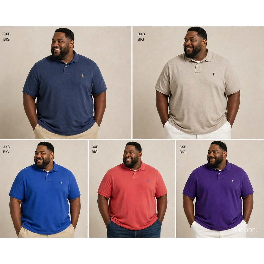 Polo Ralph Lauren Big & Tall Lot 5 Men's Polo Shirts 3XB Purple Blue Red